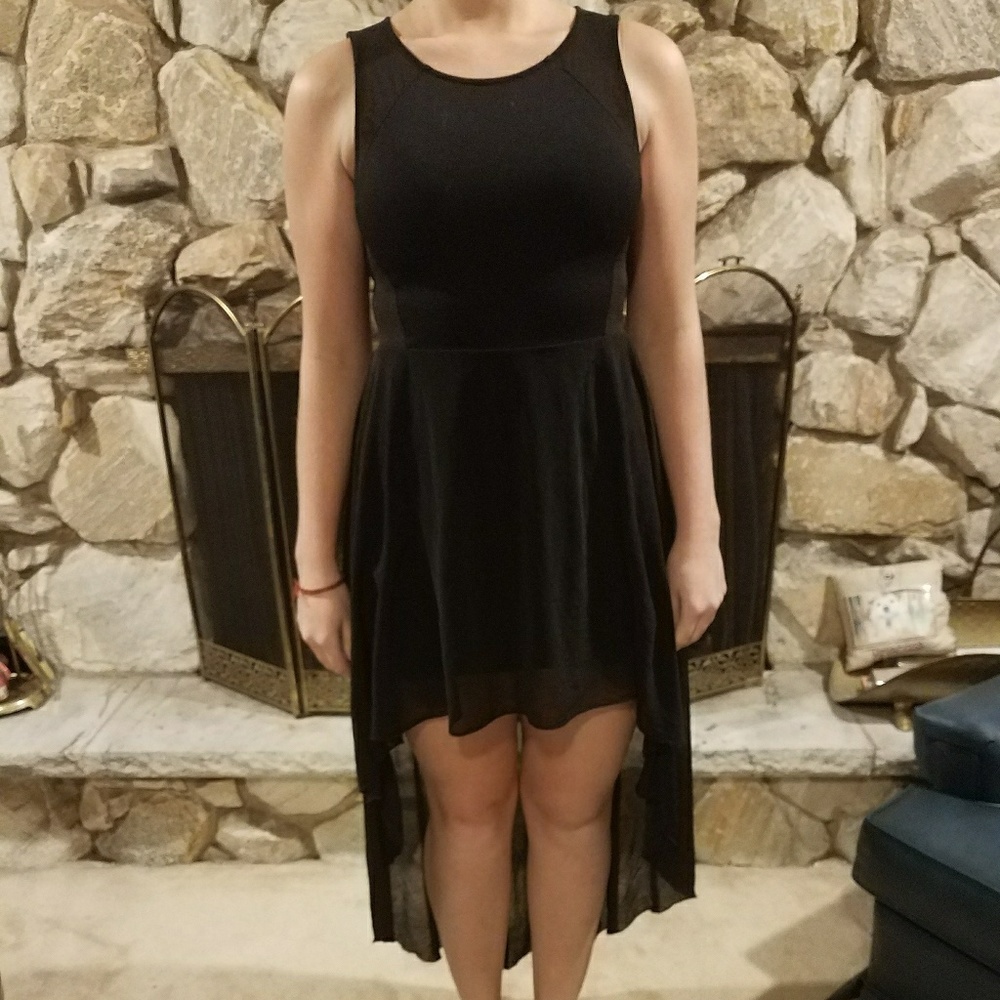 High-low black dress